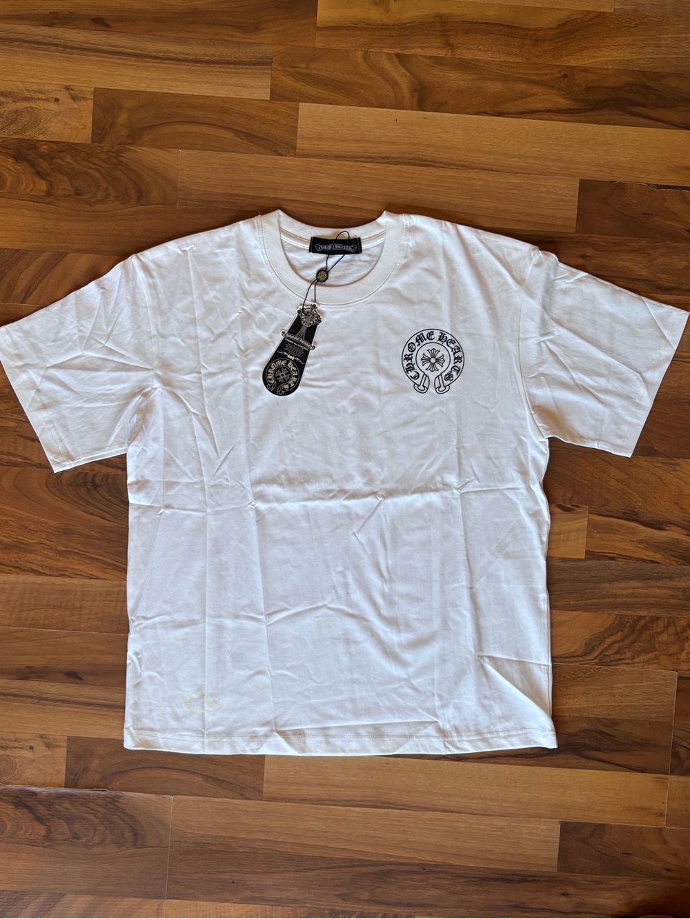 Chrome Hearts White Tee with Black Chest Emblem
